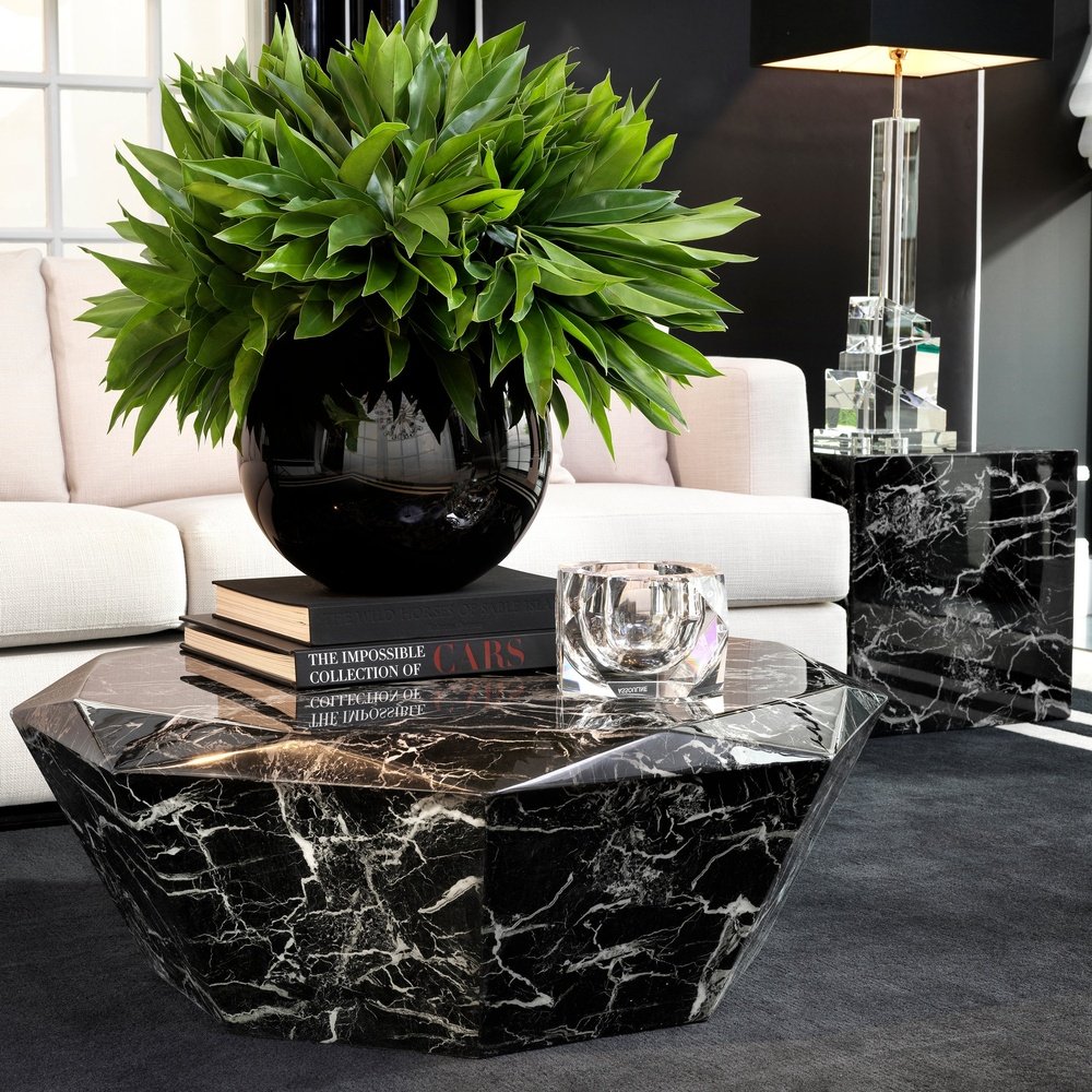 Diamond Coffee Table - Faux Black Marble Secondary image