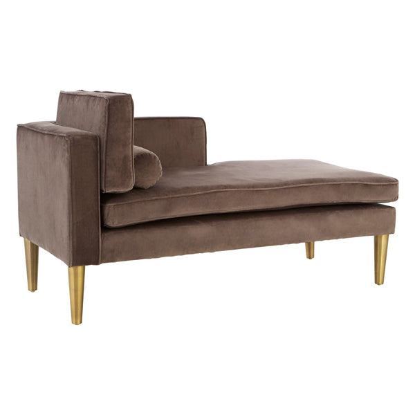 Lily Velvet Chaise Longue - Taupe Secondary image