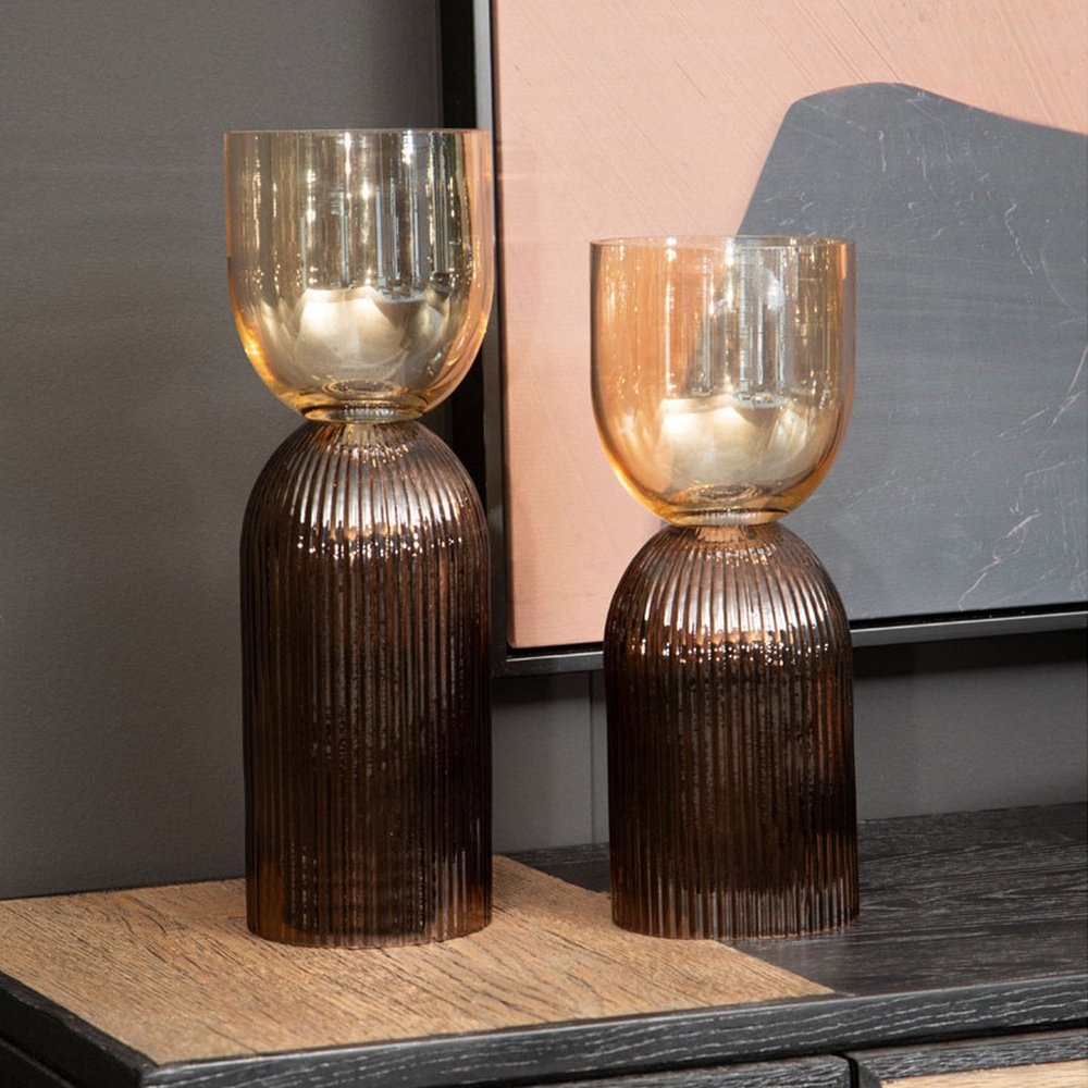 Esme Large Glass Vase - Amber & Brown Secondary image