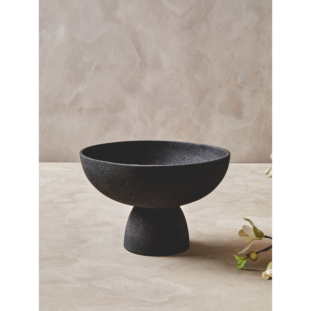 Deriva Large Textured Pedestal Bowl - Black | Outlet