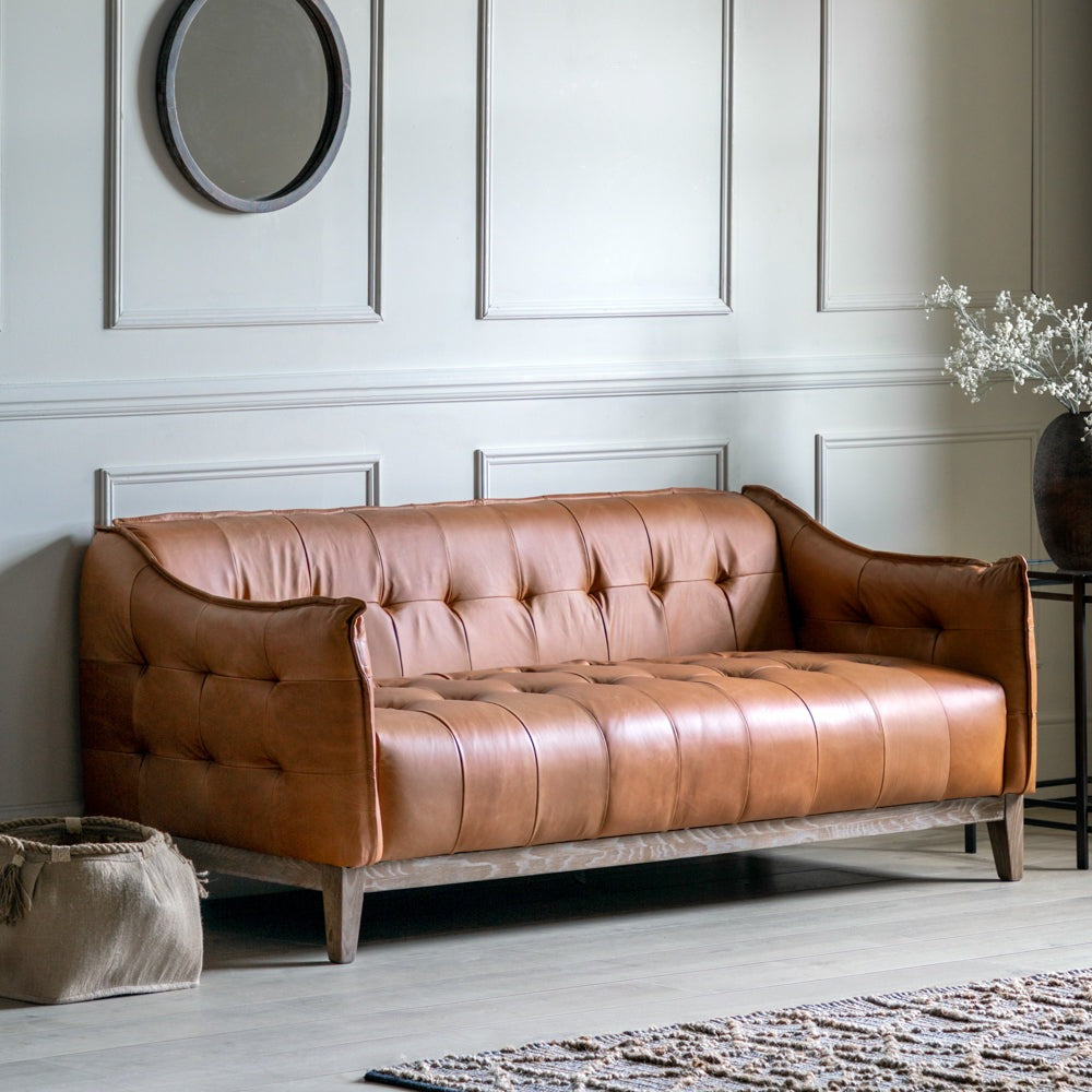Ecclestone 3 Seater Sofa - Tan Leather Secondary image